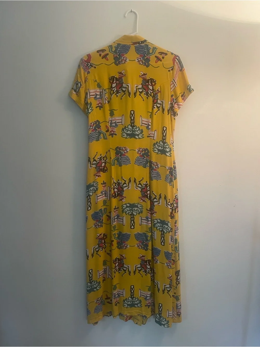 Betsey Johnson Yellow Graphic Print Button-Front Maxi Dress - Picture 12 of 15